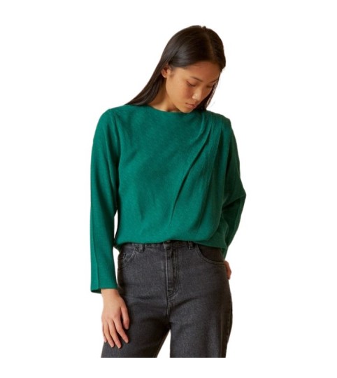 Blusa Detalles Drapeados Verde