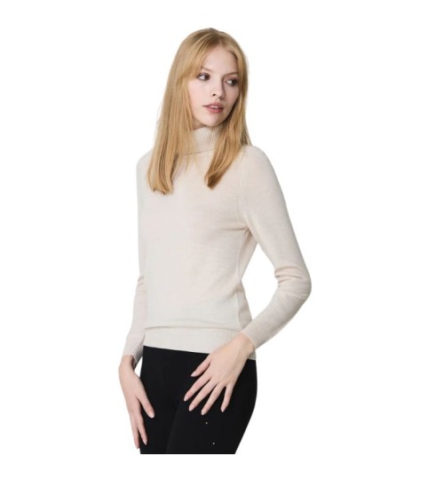 Sueter Básico Cuello Cisne Beige Manga Martillo