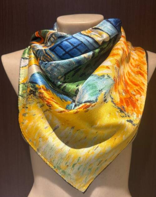 Pañuelo Seda "La iglesia de Auvers sur Oise" 90X90