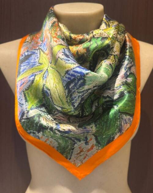 Pañuelo Seda "castaño en flor" 90X90