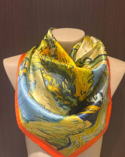 Pañuelo Seda "camino con cipreses" 90X90