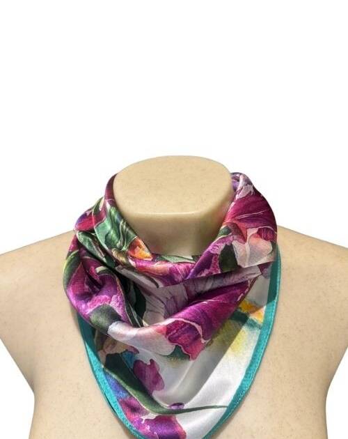 Pañuelo Seda Flor Violetas