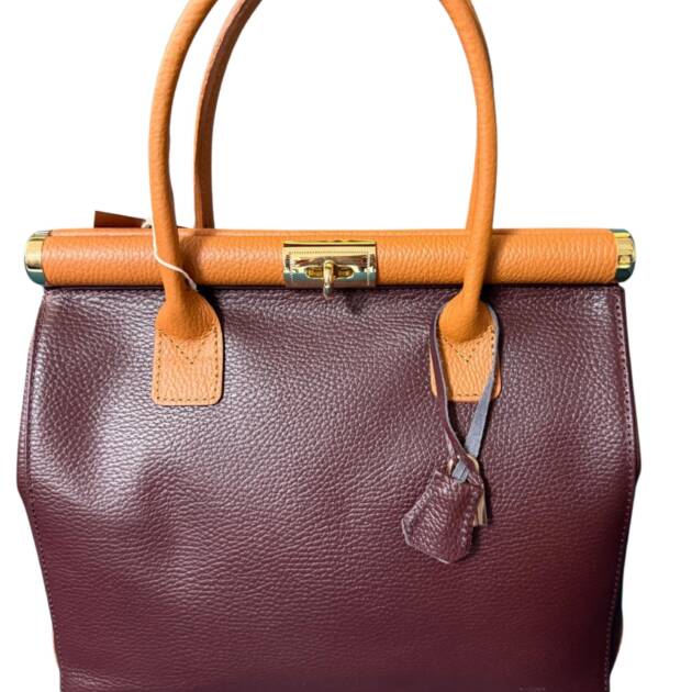 Bolso de Mano Piel Granate