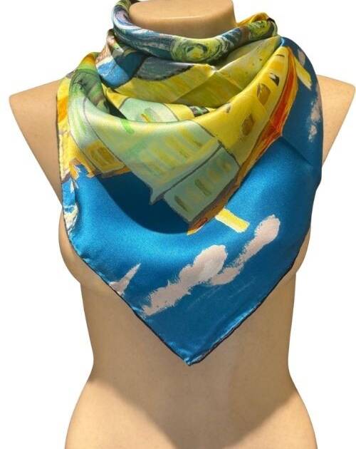 Pañuelo Seda "La casa amarilla" 90X90