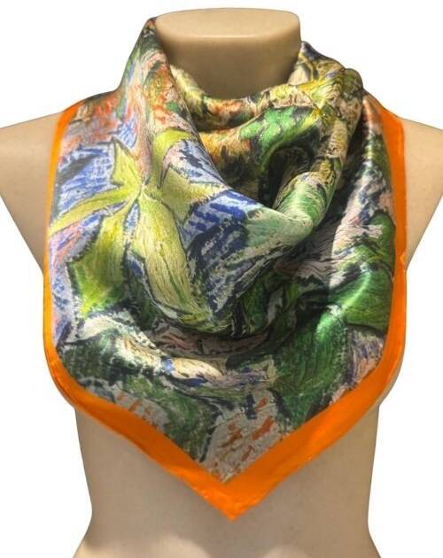 Pañuelo Seda "castaño en flor" 90X90