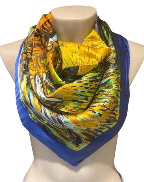 Pañuelo Seda "terraza de café" 90X90