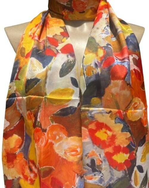 Pañuelo flores naranja 180 X 60