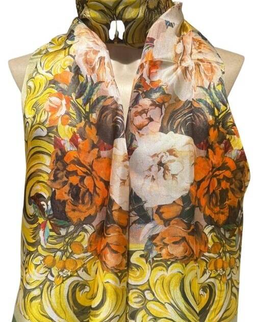 Fular naranja-amarillo flor