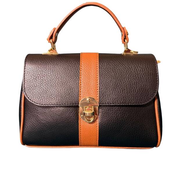 Bolso Piel Asa Corta Negro