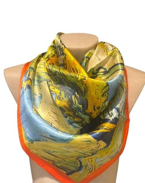 Pañuelo Seda "camino con cipreses"